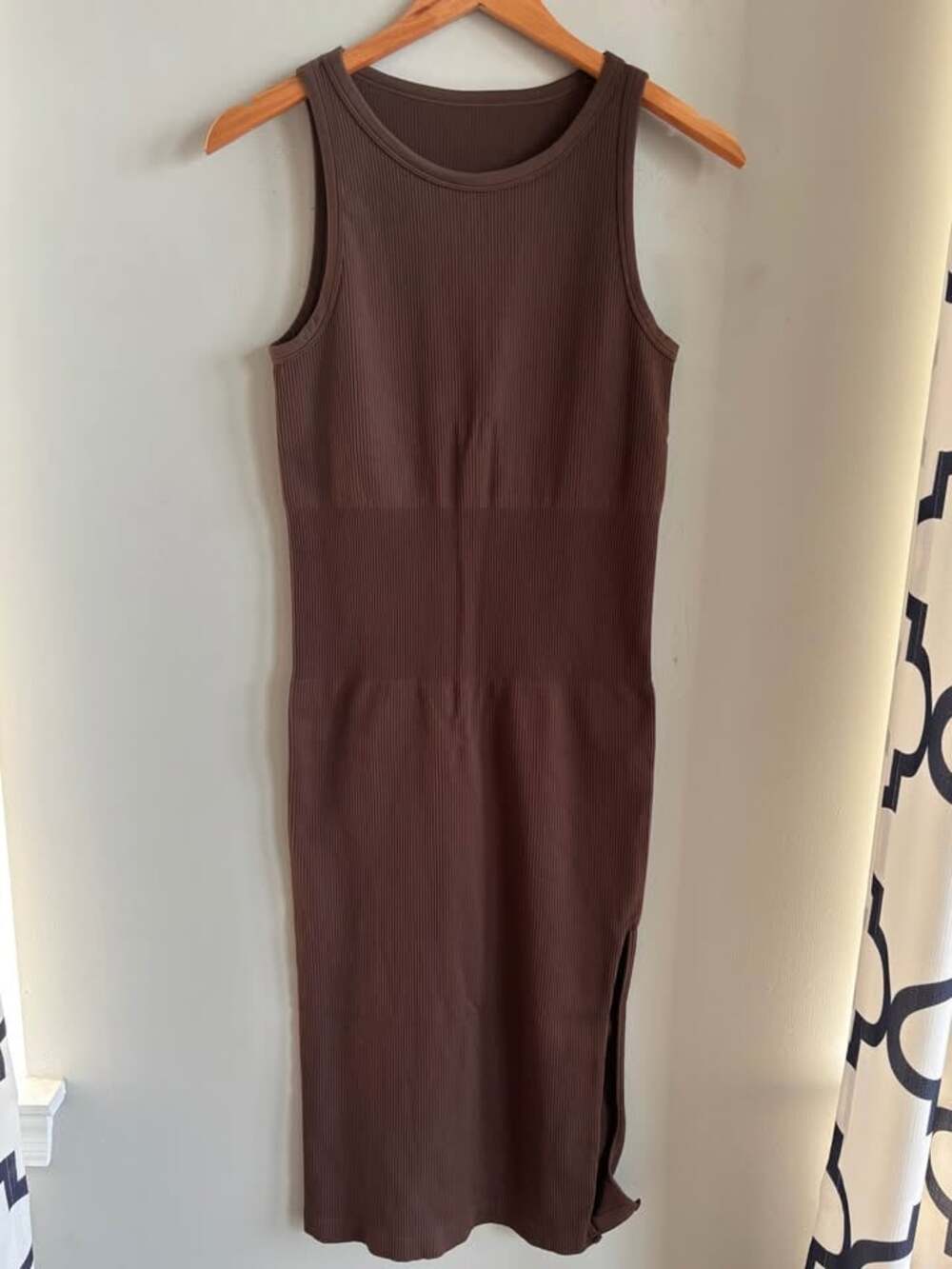 OQQ Brown Ribbed Bodycon Midi Tank Dress - Size XL